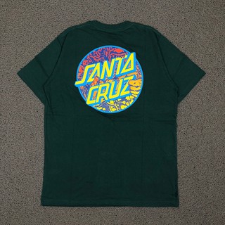เสื้อยืดพิมพ์ลายแฟชั่น Dark Green Cotton Santa Cruz T-shirt with Trippy Logo qSlq