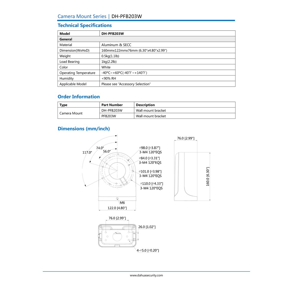 dahua-ขากล้องวงจรปิด-รุ่น-dh-pfb203w