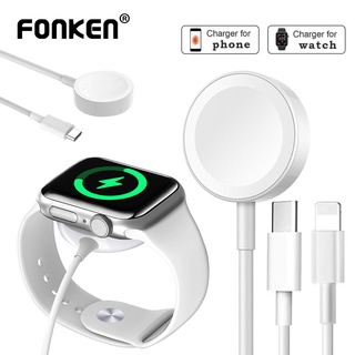 สินค้า Fonken 2 in 1 ที่ชาร์จไร้สาย Type C สําหรับ Aple Watch USB C Watch สายชาร์จ Watch แท่นชาร์จสายเคเบิล