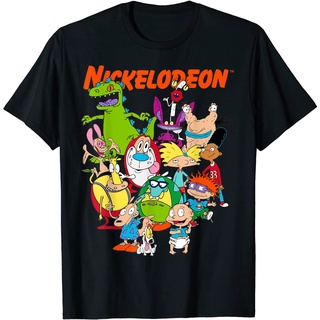 เสื้อยืดโอเวอร์ไซส์เสื้อยืด พิมพ์ลายตัวอักษร Nickelodeon Group Shot All Retro 90s สไตล์เรโทรS-3XL