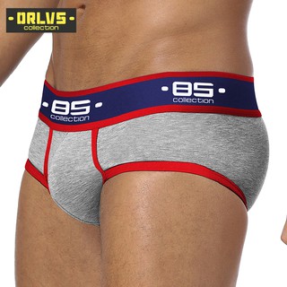 [ORLVS]Sexy Underwear BS Men Briefs Breathable Underpants Low Waist  Briefs Cotton Ready Stock BS145