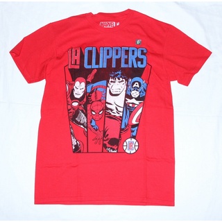 เสื้อยืดวินเทจเสื้อยืด ผ้าฝ้าย พิมพ์ลายการ์ตูนซุปเปอร์ฮีโร่ Marvel Nba La Clippers สําหรับผู้ชายS-5XL