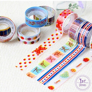 ม้วนเทปลายการ์ตูน ตกแต่ง สมุดรายงาน สติ๊กเกอร์ สติกเกอร์ วาชิเทป Cute Cartoon Tape