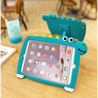 เคสแท็บเล็ตซิลิโคน ลายไดโนเสาร์ สีฟ้า พร้อมสายคล้องไหล่ สําหรับ iPad2 3 4 5 6 ipad pro11 Air 1 2 3 4 ipad 9.7 2017 2018 pro10.5 pro9.7