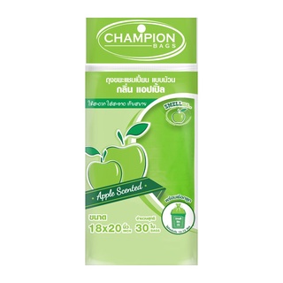 Chaixing Home ถุงขยะแชมเปี้ยนม้วนมีเชือกผูกกลิ่นแอปเปิล CHAMPION ขนาด 18 x 20 นิ้ว (แพ็ก 30 ใบ) สีเขียว