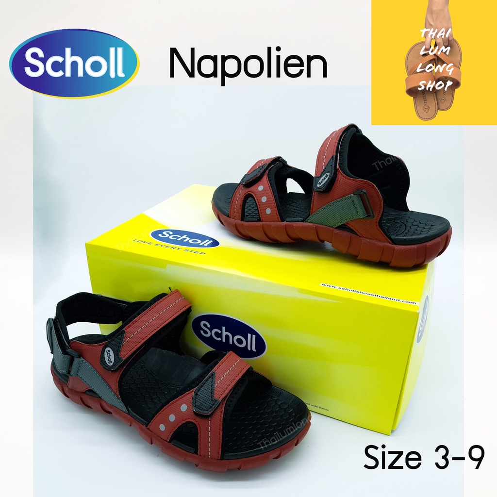ภาพสินค้าScholl รัดส้นสกอล์ล รุ่นNapolien (543) ใส่ได้ทั้งหญิงและชาย ถอดสายใส่เป็นรองเท้าแตะได้ สีแดง ไซส์ 3-9 จากร้าน thailumlongshop บน Shopee ภาพที่ 5