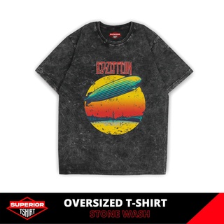 Zeppelin OVERSIZE STONEWASH เสื้อยืด LED / เสื้อยืด ACID WASH / เสื้อยืดวง / เสื้อยืดวงร็อค โลหะ