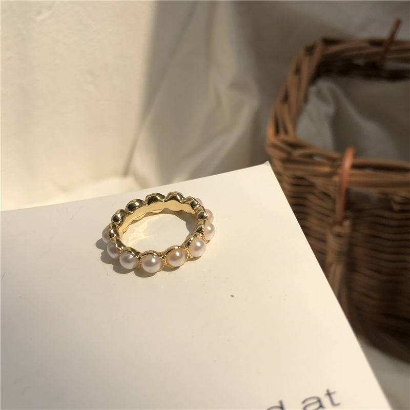 ภาพหน้าปกสินค้าแหวนไข่มุก ขนาดเล็ก สไตล์เกาหลี สําหรับผู้หญิง
