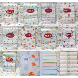 สินค้า Nes\'s ผ้าอ้อมผ้า 27x27นิ้ว (12 ผืน/6 ผืน) ผ้าสาลูเนื้ออองฟอง A+ ยิ่งซักยิ่งนุ่ม การันตีความนุ่ม งานดีมาก