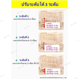 ภาพขนาดย่อของภาพหน้าปกสินค้า(ลดเพิ่ม 100-.ทักแชท) เตียงไม้เด็ก ขยาย 160 cm / 140cm เตียงเด็ก + มุ้ง แถม เบาะ เตียงเด็ก เข็นได้/โยกได้ แรกเกิด-6ขวบ จากร้าน baby_proud บน Shopee