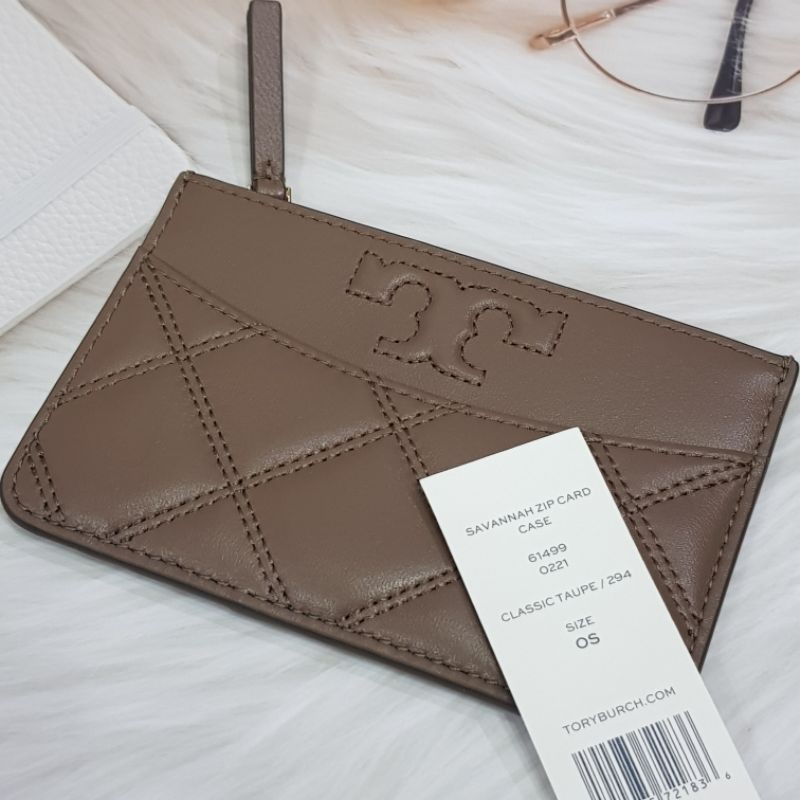 ส่งฟรี New พร้อมส่ง Tory Burch​ Savannah​zip card Case | Shopee Thailand