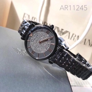 นาฬิกาข้อมือผู้หญิง ARMANI Black Crystal Pave Diall Black Bracelet Ladies Watch AR11245