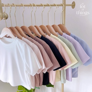 [ALOTs] พร้อมส่ง 💖 | Basic Crop T-Shirt | เสื้อยืดครอปคอกลม แขนสั้น ผ้าร่องใหญ่