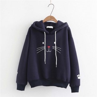 Cat face sweater female student 2020 early autumn Korean version loose hooded hooded class clothes all-match