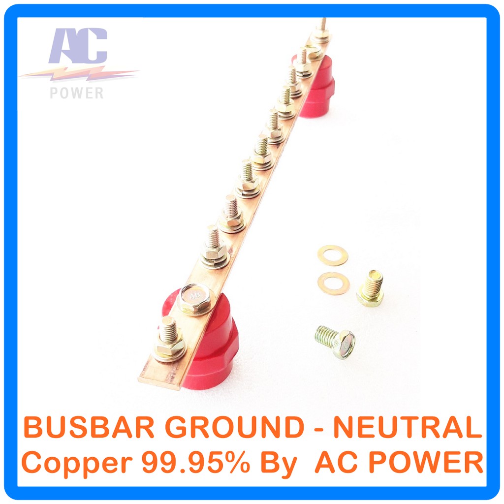 บัสบาร์ทองแดง-บาร์นิวทรัล-พร้อมลูกถ้วยบัสบาร์-copper-busbar-neutral-with-insulator