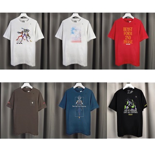 เสื้อยืดสีดำอินเทรนด์Uniqlo Eva Evangelion Ut Joint Series เสื้อยืดลําลองสําหรับผู้ชายผู้หญิงแขนสั้นพิมพ์ลาย 777S M L