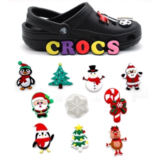 CROCS Cy-store ใหม่ จี้รองเท้า PVC ลายการ์ตูนซานตาคลอส สโนว์แมน สําหรับตกแต่งต้นคริสต์มาส DIY