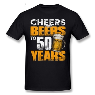 แขนสั้นโอเวอร์ไซส์เสื้อยืด พิมพ์ลาย Cheers And Beers To 50 Th Years Old Aesthetic 50Th สไตล์คลาสสิก สําหรับคนรักวันเกิดS