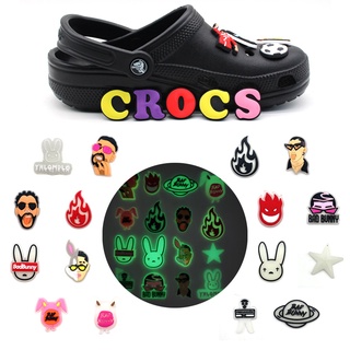 Cy-store ใหม่ จี้รูปกระต่ายน่ารัก PVC เรืองแสง สไตล์ฮิปฮอป สําหรับตกแต่งรองเท้า Crocs Clogs TikTok DIY