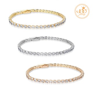 555jewelry สร้อยข้อมือเส้นเล็ก สวยคลาสสิคประดับ CZ สร้อยข้อมือสำหรับผู้หญิง มี 3 สีให้เลือก รุ่น MNC-BBR003 (BR17)