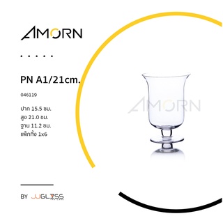 ( AMORN ) PN A1/21cm  - แจกันพานแก้ว แฮนด์เมด เนื้อใส มีฐาน