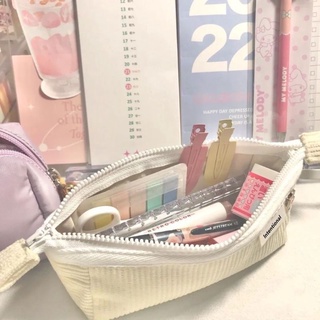 พร้อมส่ง! กระเป๋าดินสอผ้าลูกฟูก ขนาดใหญ่ จุของได้เยอะ สีพื้น แบบเรียบง่าย สําหรับใส่เครื่องเขียน