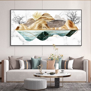 ภาพวาดผ้าใบ รูปภูเขาแอปสแตรกท์ ต้นไม้ สไตล์นอร์ดิก โมเดิร์น สําหรับตกแต่งบ้าน ห้องนั่งเล่น