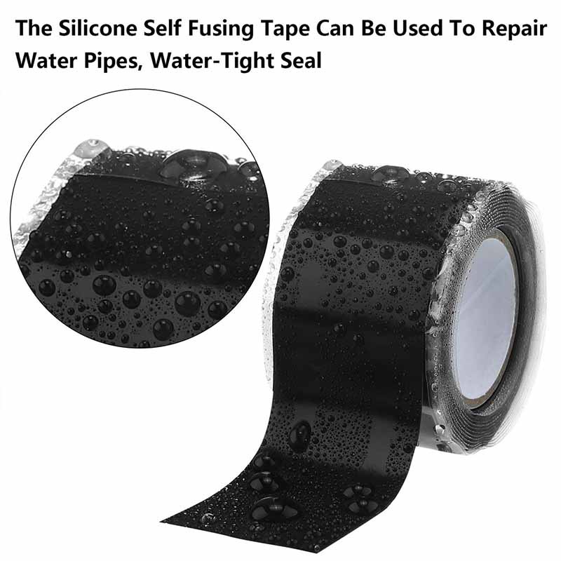Black Waterproof Non Adhensive Removable Self Fusing Silicone Tape for