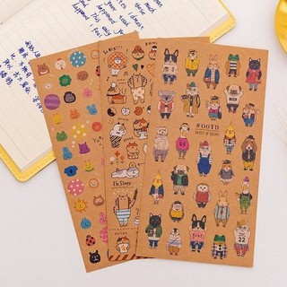 🐱พร้อมส่ง 3 แบบ สติ๊กเกอร์ลายสัตว์hipster กวนๆค่ะ