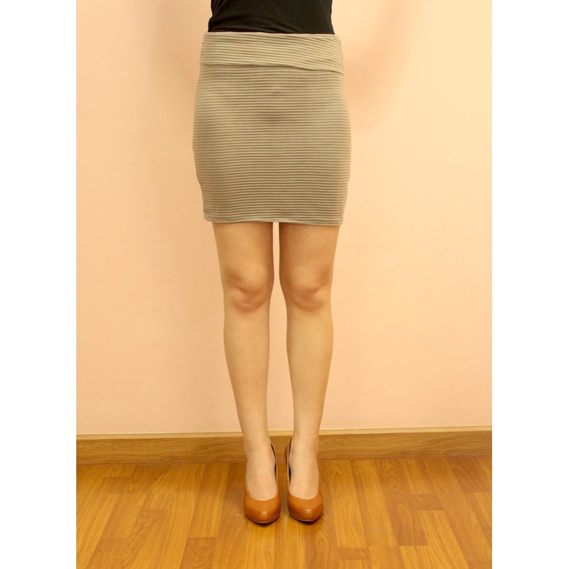 bodycon-topshop-style-กระโปรงสั้น-ผ้ายืด-สีน้ำตาลเทา-พร้อมส่ง