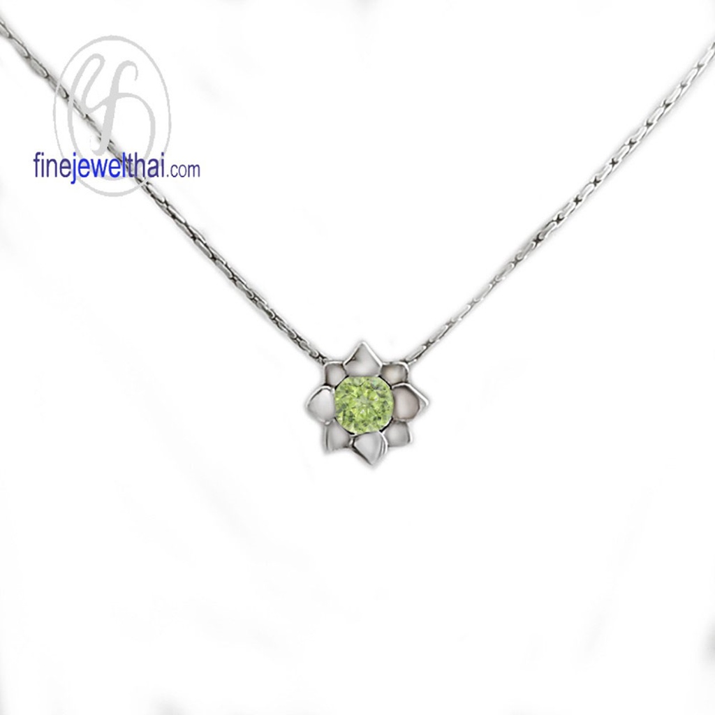 finejewelthai-จี้เพอริดอท-เพอริดอท-จี้พลอย-พลอยประจำเดือนเกิด-peridot-silver-pendant-birthstone-p1058pd00e