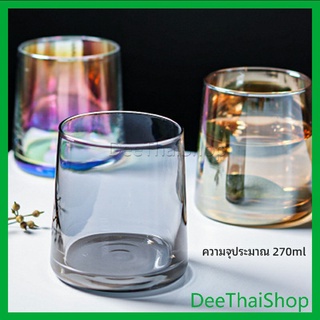 DeeThai ถ้วยแก้ว สั้นสีโฮโลแกรม แก้วสีรุ้ง พร้อมส่ง ของขวัญวันเกิด ถ้วยน้ำ glass cup