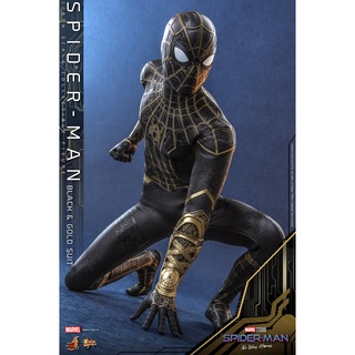 พร้อมส่ง! ฟิกเกอร์  Hot Toys MMS604 1/6 Spider-Man: No Way Home - Spider-Man (Black &amp; Gold Suit)