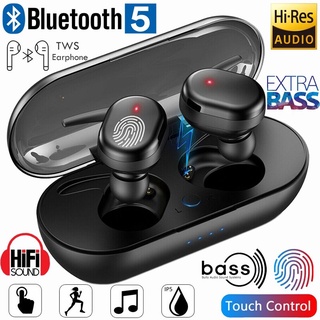 หูฟังบลูทูธ bluetooth 5.0 ชุดหูฟัง TWS หูฟังไร้สาย ลดเสียงรบกวน 9D หูฟังอินเอียร์ เสียงสเตอริโอ HiFi หูฟังกันน้ำ