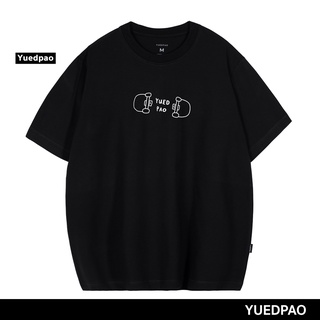 【cotton Tshirts👕】Yuedpao ยอดขาย No.1 รับประกันไม่ย้วย 2 ปี ผ้านุ่ม เสื้อยืดเปล่า เสื้อยืด Oversize Black YP skate print