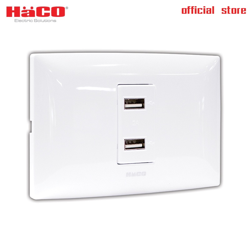 HACO เต้ารับ USB 2 ช่อง พร้อมแผงหน้ากาก รุ่น AP-USB10 | Shopee Thailand