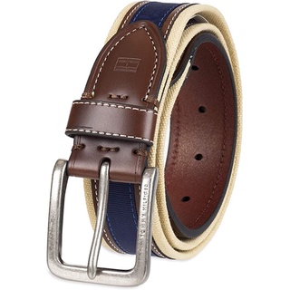 Tommy Hilfiger Mens Ribbon Inlay Belt - Fabric Belt with Single Prong Buckle จาก น้ำเข้าอเมริกา