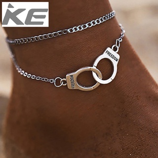 Jewelry Handcuffs Letter Double Anklet Silver Chain MultiAnklet for girls for women low price