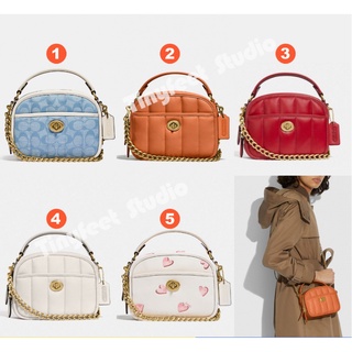 Coach C4688 C4678 C4712 C3920 Lunchbox Top Handle In Leather Chambray With Quilting Women Crossbody Sling Bag กระเป๋า
