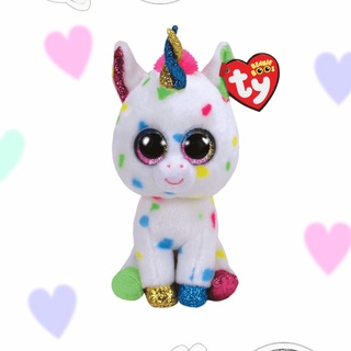 ตุ๊กตา Ty Beanie boos ตุ๊กตาม้ายูนิคอร์น (Hermaioney unicorn) ของแท้ พร้อมส่ง สีสายรุ้ง ตาโต น่ารัก ขนาด 33 Cm.