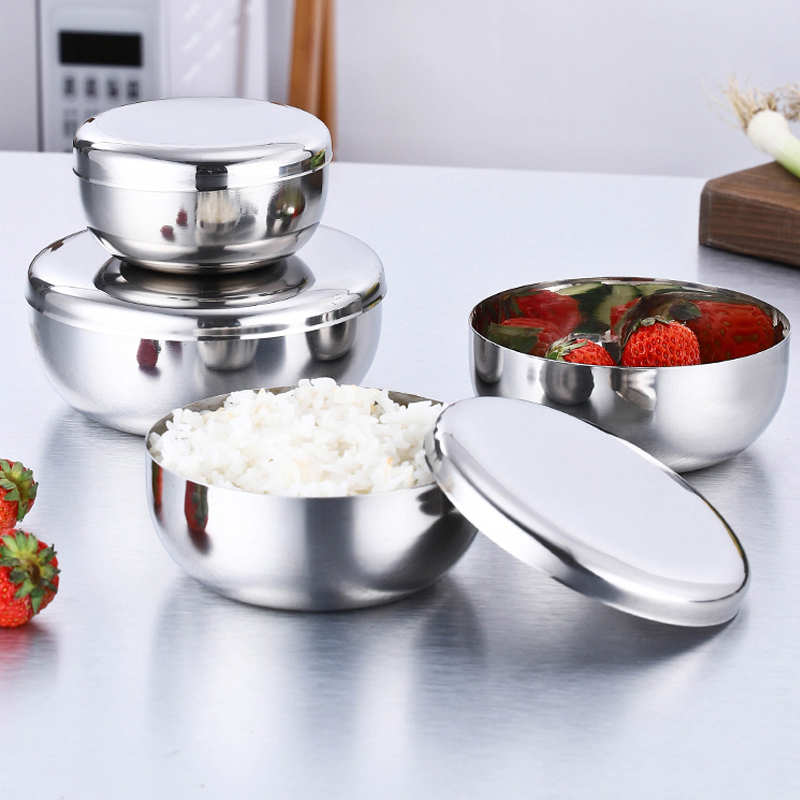 stainless-steel-cover-bowl-single-layer-steamed-rice-bowl-kitchen-tableware-bowls