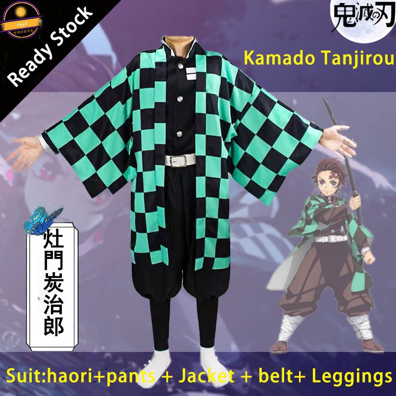 ภาพหน้าปกสินค้าReady stock Kamado Tanjirou's cosplay suits Demon Slayer Kimetsu no Yaiba Kisatsutai suit Kimono performance costume