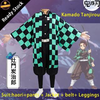 ภาพขนาดย่อของสินค้าReady stock Kamado Tanjirou's cosplay suits Demon Slayer Kimetsu no Yaiba Kisatsutai suit Kimono performance costume