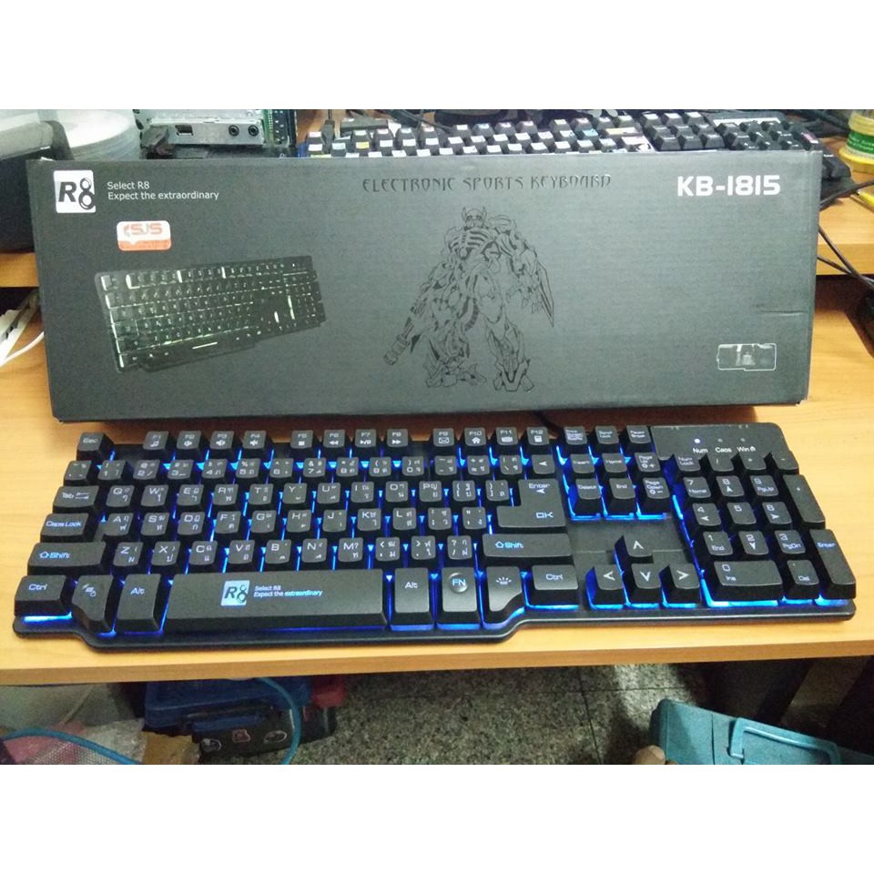 R8 คีย์บอร์ด เกมส์มิ่ง Semi Mehcanical RGB LED Gaming Keyboard Rubber ...