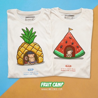【cotton Tshirts👕】เสื้อยืดผ้าฝ้ายพิมพ์ลายขายดี[ใหม่ล่าสุด] Fruit Camp Boy &amp; Fruit Camp Girl t-shirt เสื้อยืดลายเต้นท์ผลไ