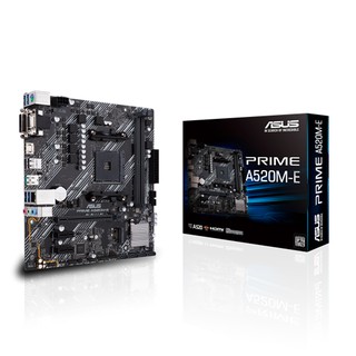ASUS PRIME A520M-E AMD A520 (Ryzen AM4) micro ATX motherboard with M.2 support, 1 Gb Ethernet, HDMI/DVI/D-Sub, SATA 6