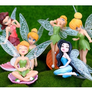 6 ชิ้น / เซต TinkerBell นางฟ้าเค้กของเล่น Topper ตกแต่งนางฟ้าของเล่น Toppers ของที่ระลึก