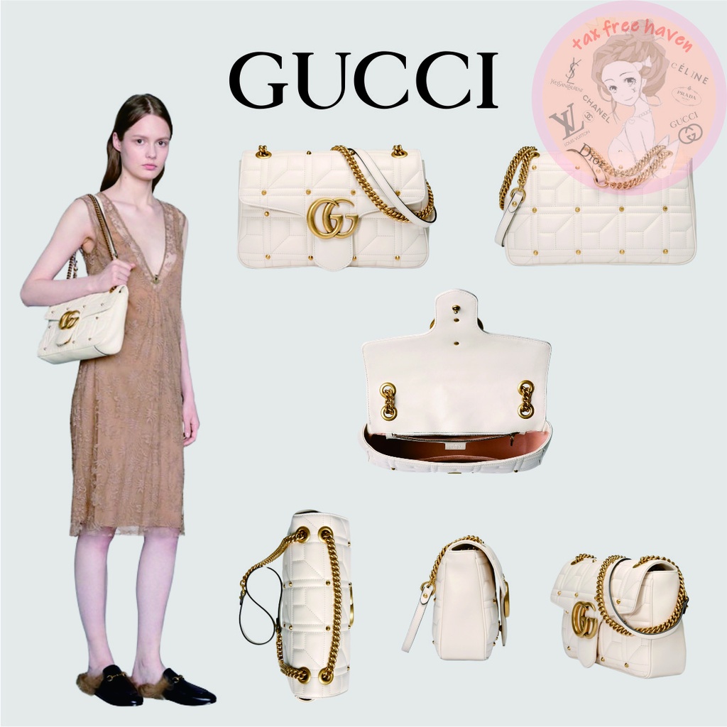 shopee-ถูกที่สุด-ของแท้-100-แบรนด์ใหม่-gucci-gg-marmont-collection-กระเป๋าสะพายไหล่ขนาดกลาง