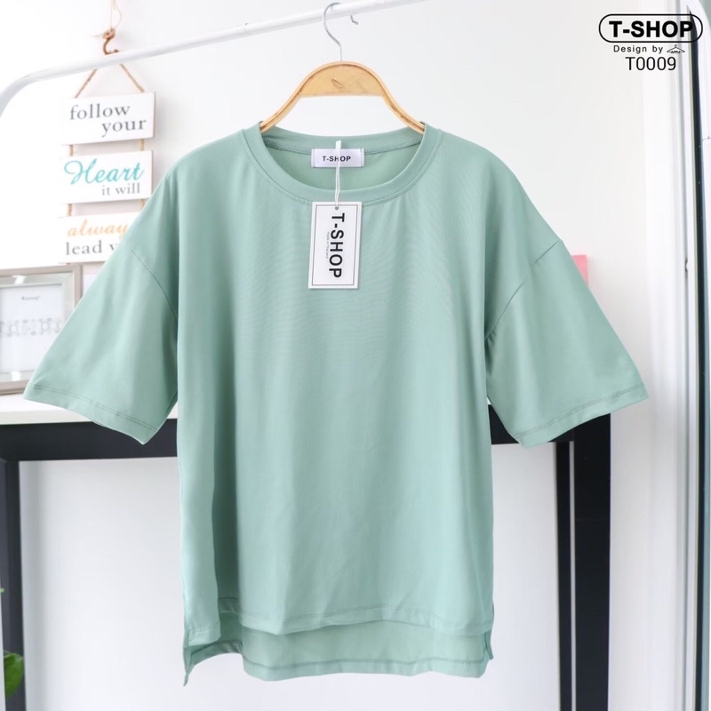 เสื้อคอตตอนนิ่มคอกลมสีพื้น-ผ้านิ่ม-ใส่สบาย