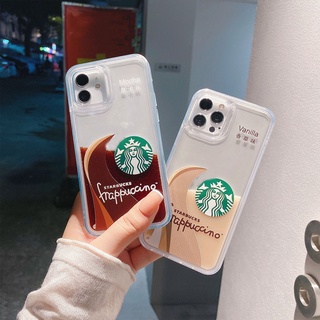 เคสโทรศัพท์มือถือ ลาย Starbucks มีทรายไหล สําหรับ iphone 6 7 8 X 11 12 13 14